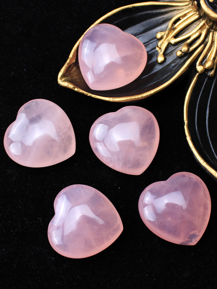 YI JINGYUAN 천연 핑크 크리스탈 거친 돌 장식품 하트 모양의 돌 커플 모델 히비스커스 돌 복숭아 꽃 장식품