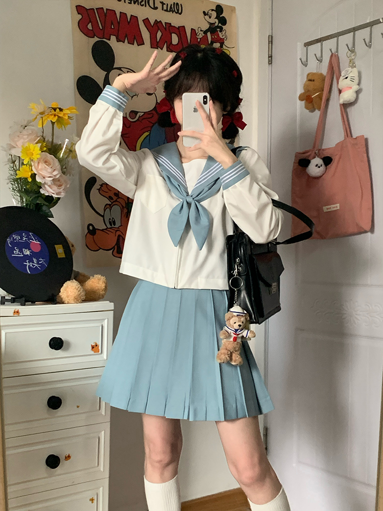 基础款水色水手服花见森日系制服