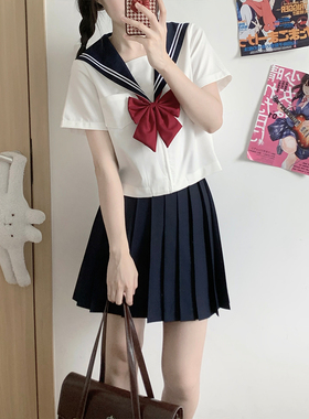 【花见森】关西襟基础水手服中间服 春秋款 绀领白二本JK浓绀制服