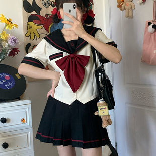 花见森原创【百谷私立】米色公主线收腰水手服女jk制服校供黑色