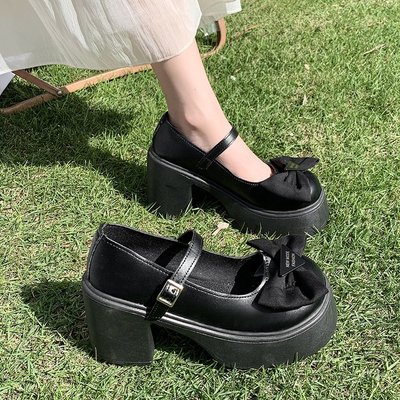法式玛丽珍小皮鞋女秋冬2025年新款百搭一字扣带厚底粗跟高跟单鞋