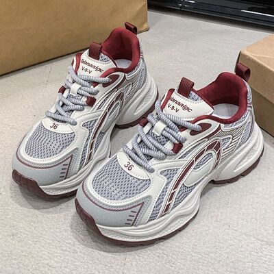 小个子增高复古厚底老爹鞋女款2026新款春秋百搭透气软底运动鞋子