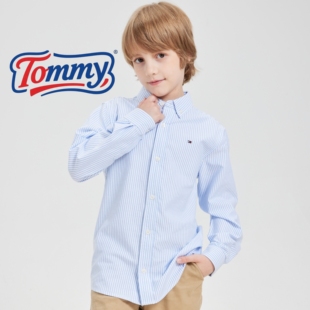 潮牌春夏秋新款男童条纹衬衫 儿童长袖纯棉衬衣 中小学生上衣外套