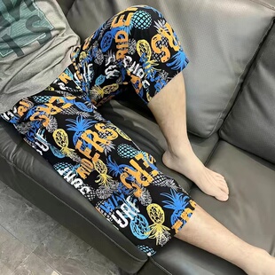 中裤 男纯棉绸爸爸薄款 绵绸 外穿中老年舒适睡裤 夏天爷爷简约七分裤