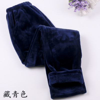 老人加厚珊瑚绒睡裤女冬季奶奶保暖长裤老太太加肥加大码女裤直筒
