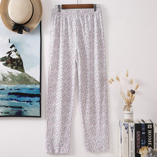 长裤 妈妈裤 女夏纯棉婆婆秋裤 200斤穿中老年舒适睡裤 直筒 子特大码