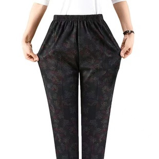 奶奶秋裤 女冬大码 弹力高腰休闲运动舒适柔软 老人打底裤 老太太花裤