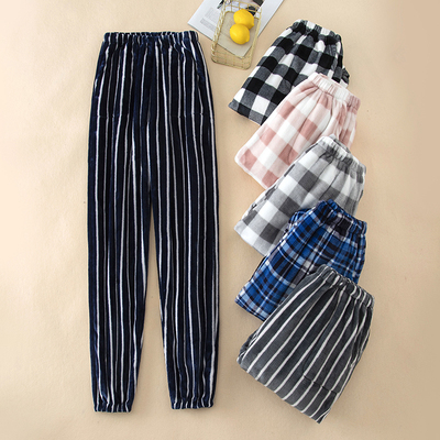 爷爷冬季束脚睡裤男珊瑚绒厚休闲