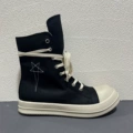 Black and White Five-Pointed Star Waxed Canvas High-Top Sneakers