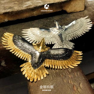 金琼玖银|HORIZONBLUE SIVER8/10CM老鹰吊坠925银项链潮男银饰