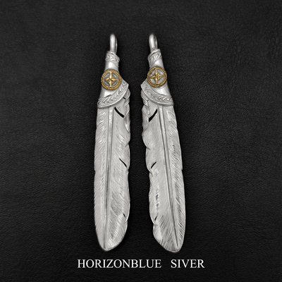 HORIZONBLUE十字印台羽毛吊坠