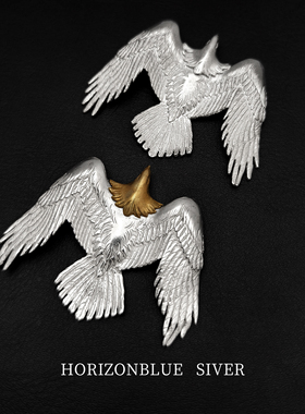 HORIZONBLUE SIVER金头大鹰项链吊坠铜头老鹰特别版做旧银饰