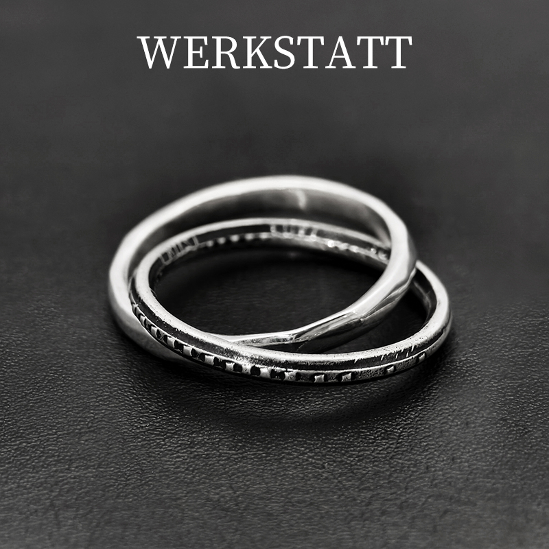 Werkstatt双层刻印925银亮面指环