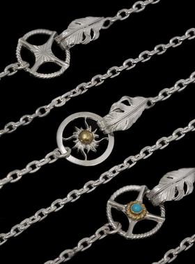 HORIZONBLUE SIVER羽毛925银项链太角链细角链太阳轮单链子配链