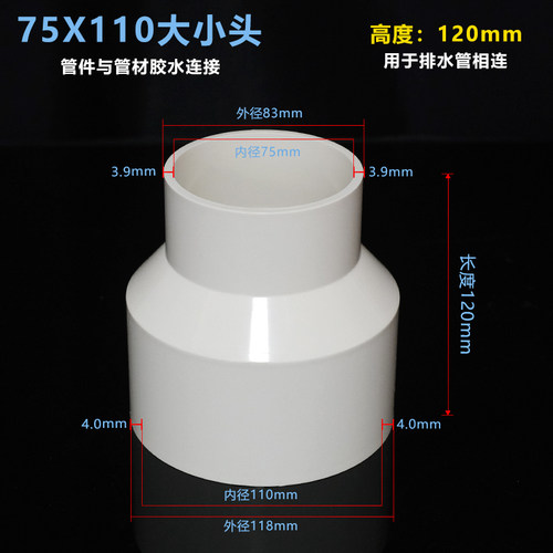 75*110变径接头转120软管下水管