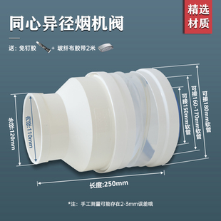 管道止回阀160变110厨房抽油烟机止逆阀大小头直通直接转换头PVC