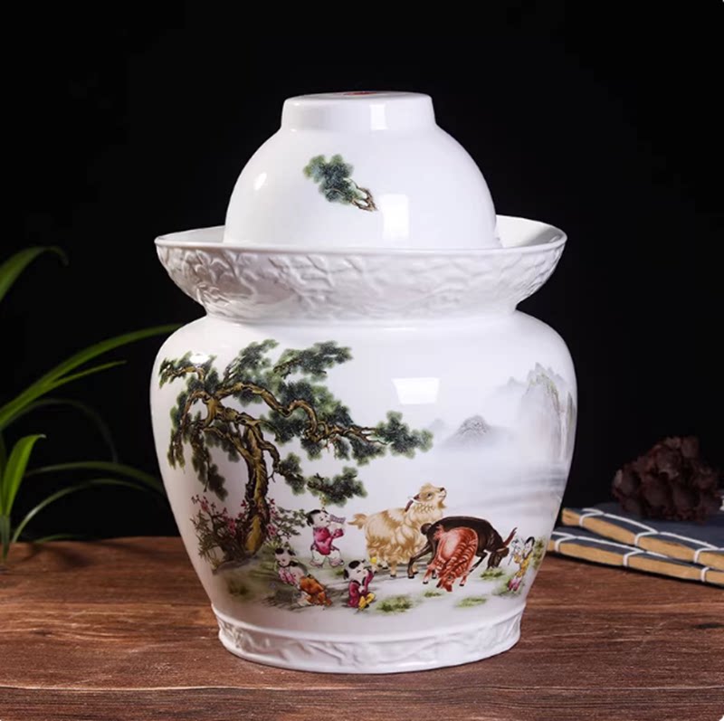 30斤腌菜缸景德镇陶瓷泡菜坛子图片