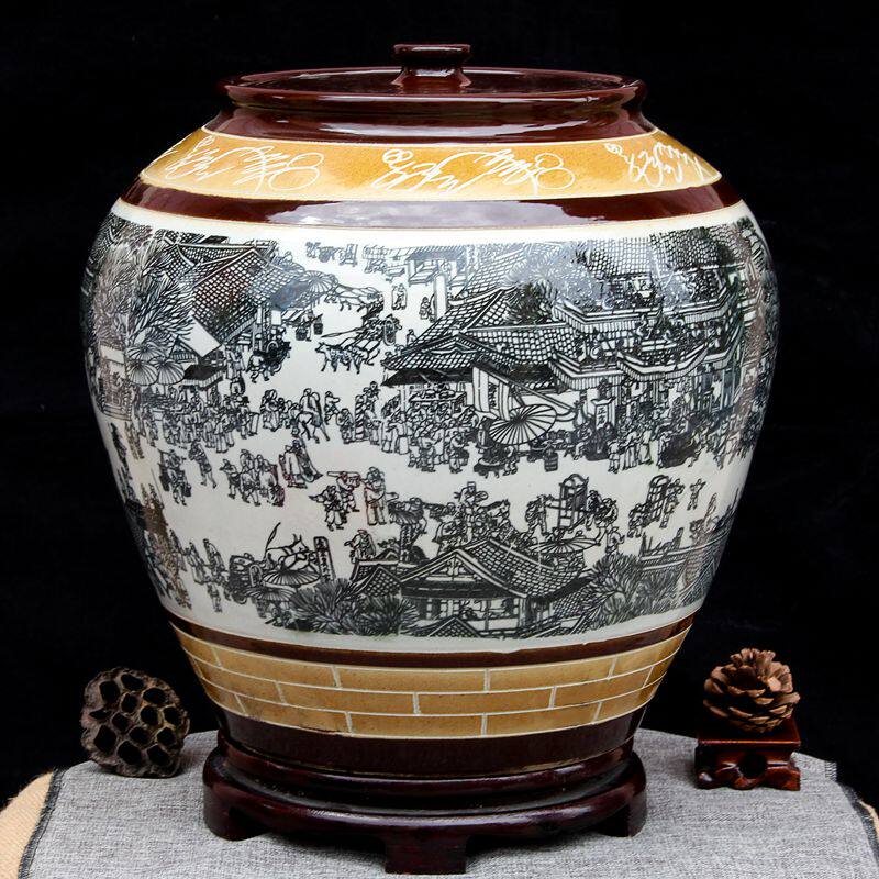 米桶陶瓷米缸水缸米箱罐带盖油缸景德镇陶瓷泡菜坛酒坛50斤100斤