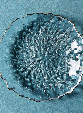 日式圆形金边小果盘创意无铅水晶玻璃碟子小吃料理盘婚庆沙拉碟