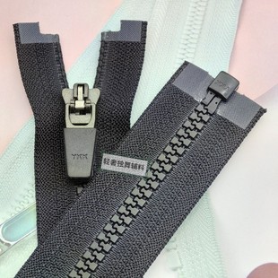 YKK拉链5号树脂黑色单开皮标半自动头拉链外套羽绒服夹克衫 换拉链