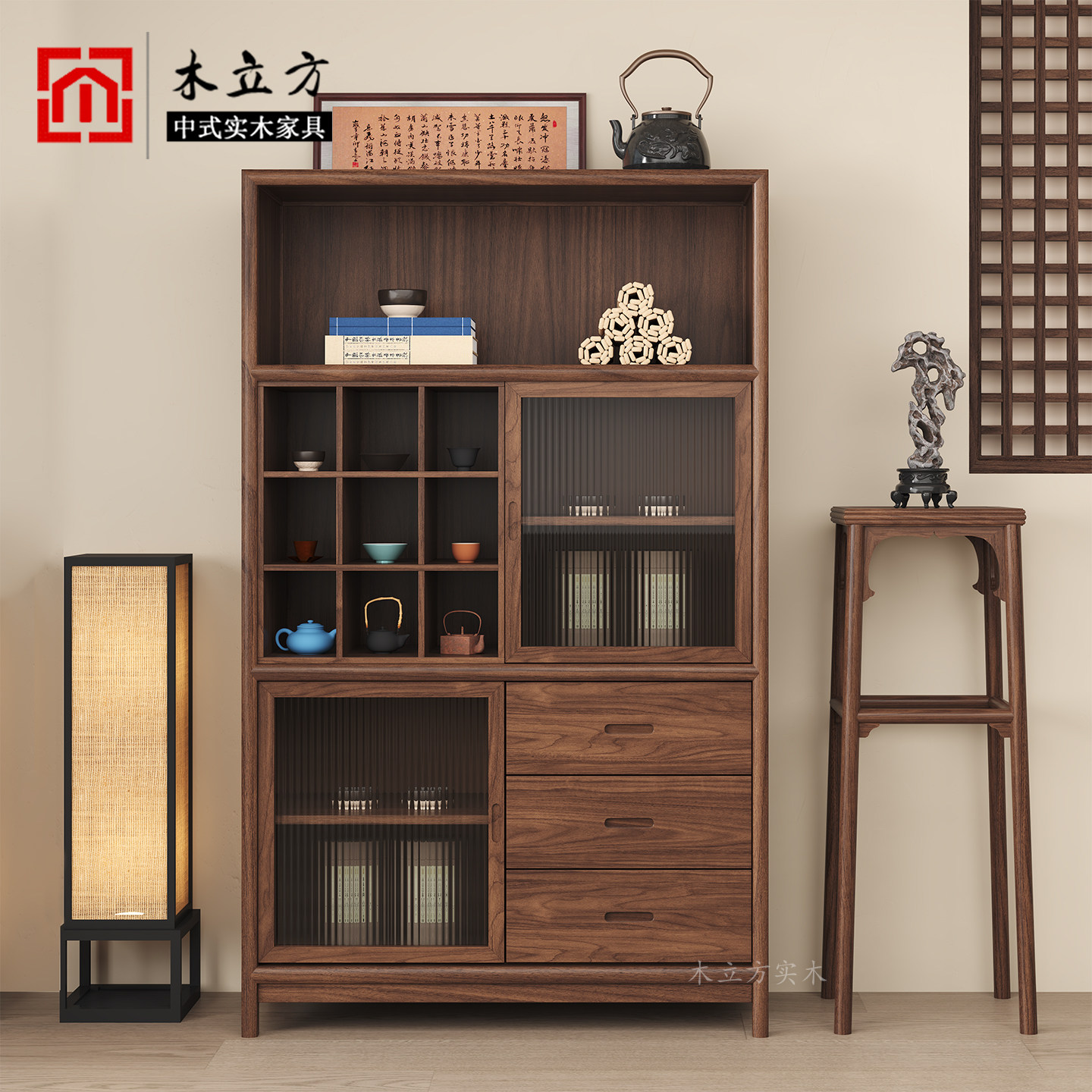 新中式实木茶柜置物架多宝阁