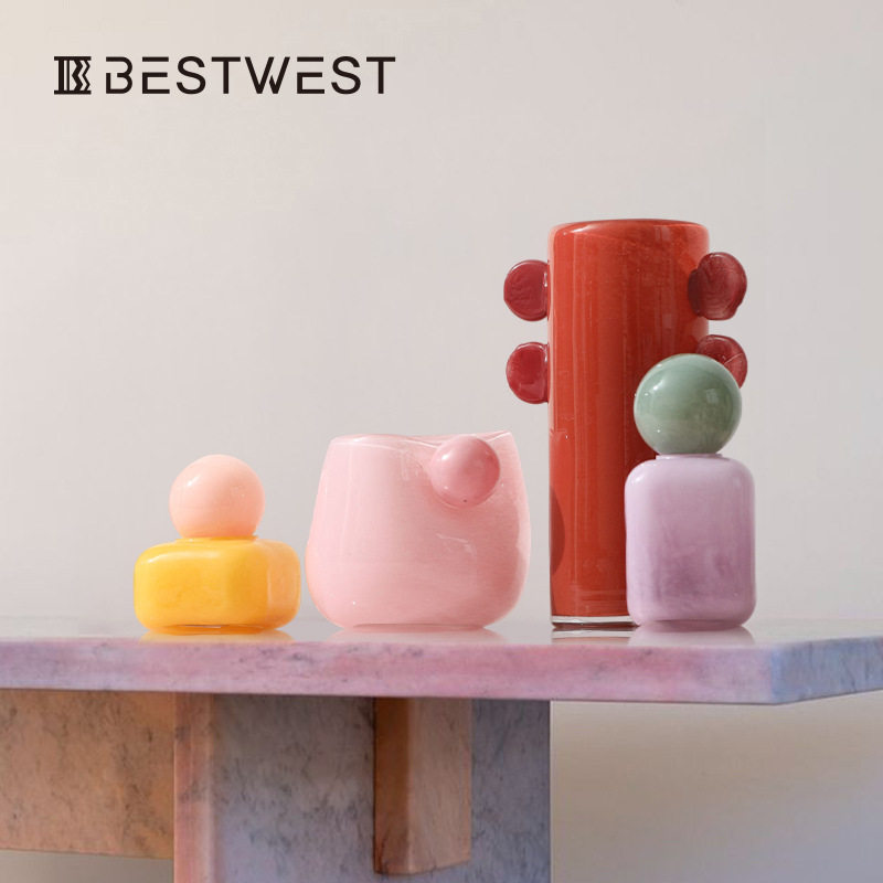 BESTWEST双耳花瓶葫芦圆球插花器样板间电视柜软装饰品高级感摆件