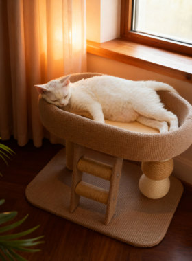 猫窝猫爬架一体离地防潮冬天猫咪床剑麻猫抓盆小猫晒太阳窗台猫窝