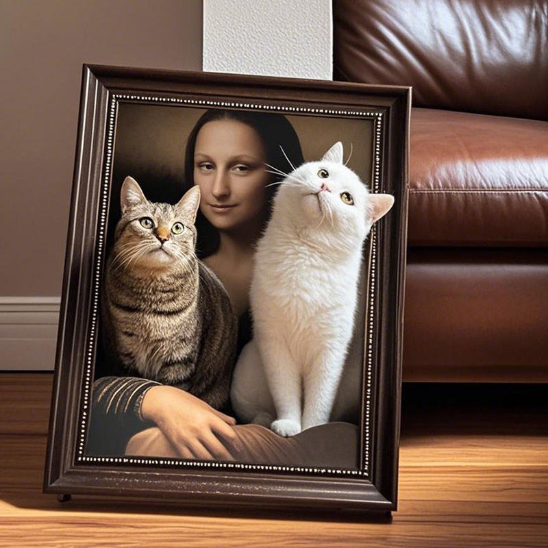 蒙娜丽莎油画猫窝猫抓板封闭猫屋