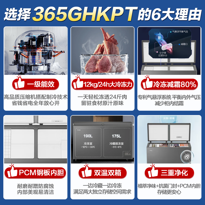 海尔双温冰柜家用一级一边冷冻一边冷藏双开门冷冻保鲜两用冰柜
