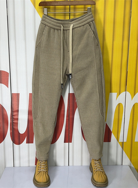 2024春秋季新款灯芯绒裤时尚百搭休闲裤男士直通小脚裤纯色条绒裤