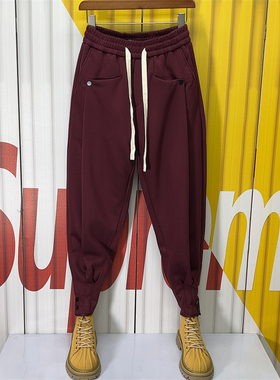 男士休闲裤宽松哈伦裤2023秋冬加厚束脚卫裤韩版萝卜裤时尚运动裤