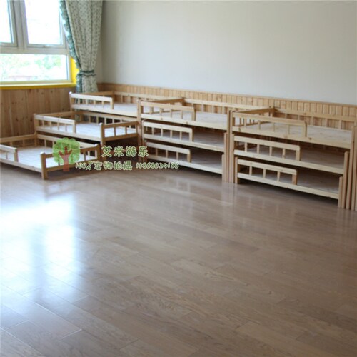 幼儿园实木推拉床三层推拉床午睡午休床多层床上下床高低床抽屉床 - 封面