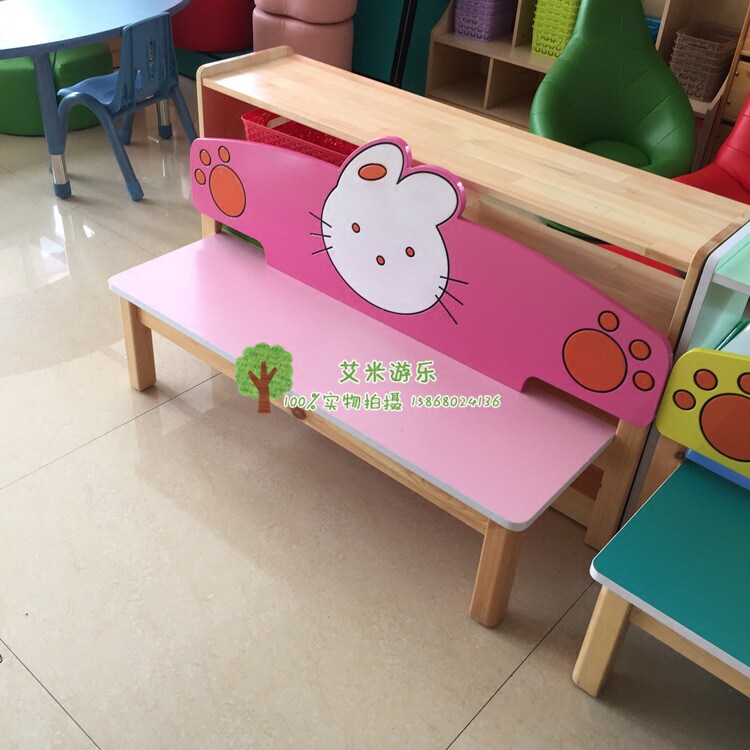 兔仔造型休闲椅子幼儿园早教中心走廊宝宝实木靠背沙发椅儿童椅子