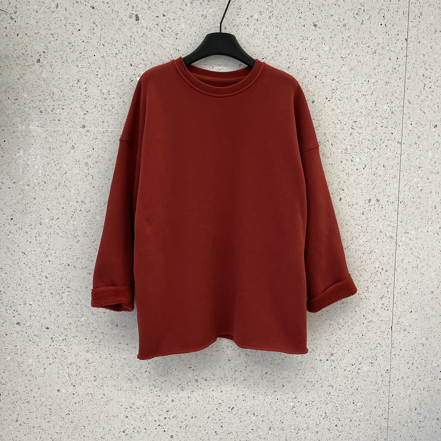 通勤风圆领加绒卫衣女宽松中长款长袖显瘦百搭上衣