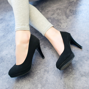 单根细跟3 7cm防水台工作职业学生礼仪防水台9cm 女秋四季 高跟鞋