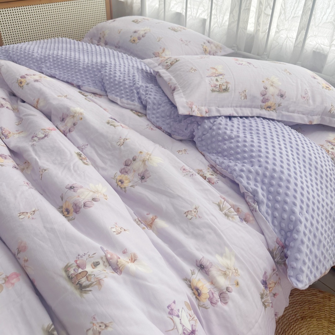 全棉纱布豆豆绒被套柔软亲肤