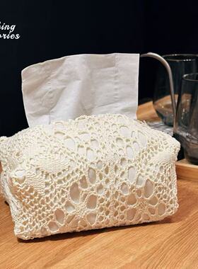 手工棉线钩织抽纸盒 ins风纸巾盒北欧简约家居客厅卧室创意编织