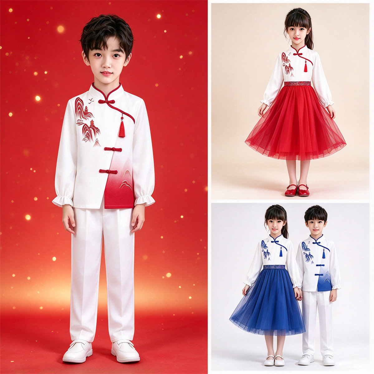 小学生合唱团红色爱国演出服