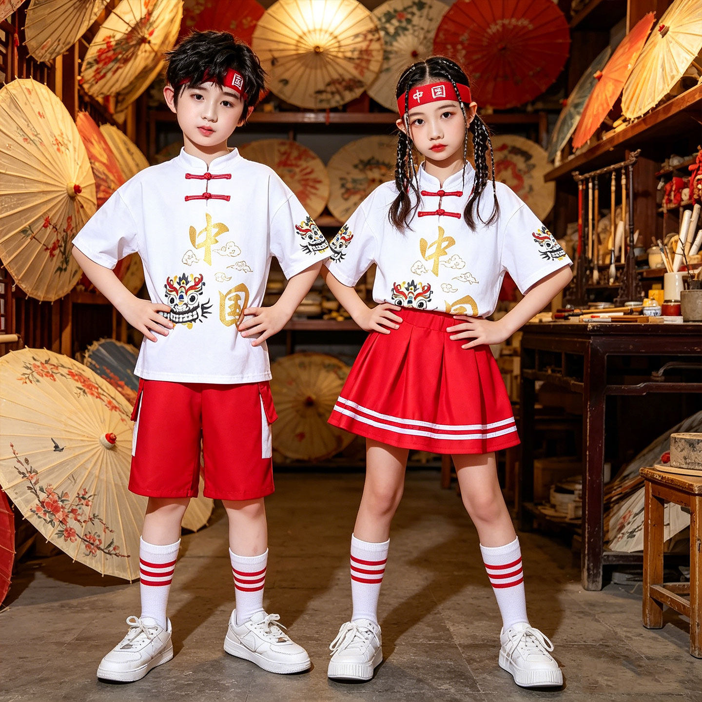 中国范篮球中华美少年男女童啦啦操街舞服儿童舞蹈演出服快乐小马