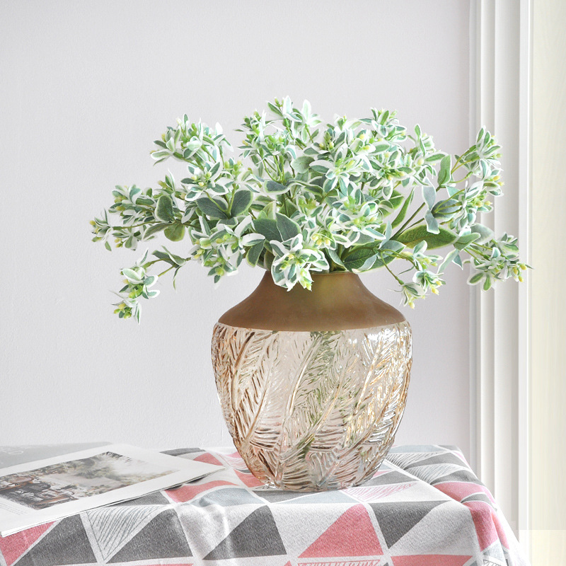 高山积雪仿真插花银翠叶植物家居酒店白边叶装饰批发银边翠绿植