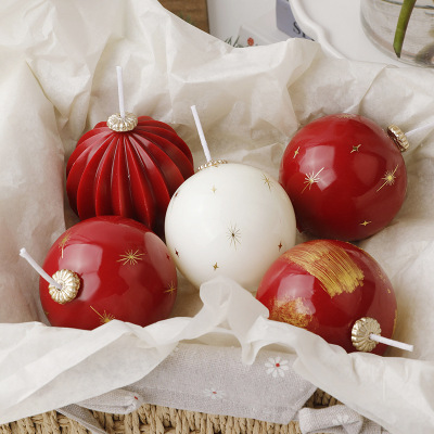 批发跨境圣诞球型装饰氛围candle灯笼香薰造型蜡烛球形香薰蜡烛