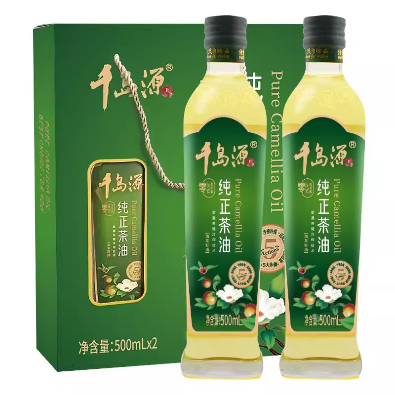 千岛源纯正山茶油礼盒装500ml900ml750ml1.5L低温冷榨食用油送礼