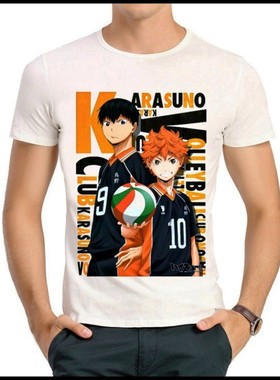 haikyuu T-shirt 排球少年 T恤 欧美 潮流 T恤 白色 动漫T恤 男女