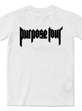 超级明星之Purpose Tour扎斯丁比伯黑色字母短袖T恤街头文化衫男
