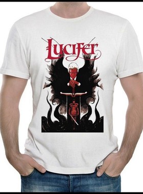 路西法T恤 潮流T恤 白色 路西法短袖 T恤 男女 Lucifer t-shirt