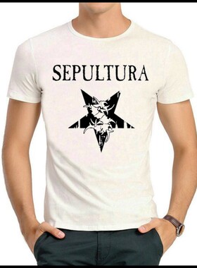 SEPULTURA T-shirt 埋葬乐队 T恤 白色 短袖 摇滚 T恤衫 男女