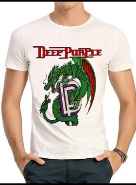 Deep purple T-shirt 深紫乐队 T恤 短袖 白色 深紫乐队 T恤 男女
