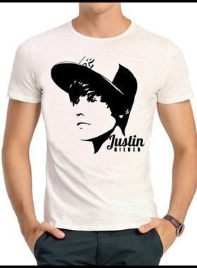 贾斯汀 比伯 T恤 短袖 白色 JB 贾斯汀 比伯 T恤衫 男女