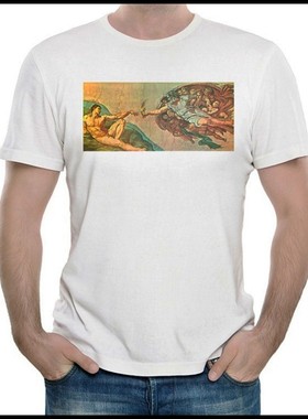 创造亚当 T恤 白色 亚当短袖 T恤 男女 Creation of Adam t-shirt