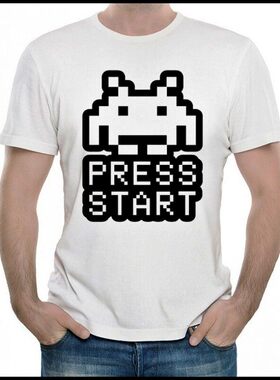 游戏小蜜蜂 T恤 白色短袖 太空入侵者T恤 Space Invader t-shirt